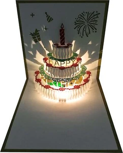 3D Pop up Birthday Cards Auto Play Music Warming LED Light Birthday Card Pop Up - Picture 1 of 6