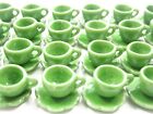 Dollhouse Miniature Ceramic 24/48 Green Coffee Cup Saucer Scallop Plate #S 4415