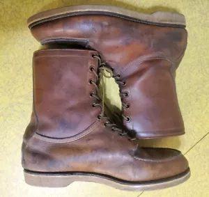 Vintage 60's Chippewa Black Label Moc Toe Leather Work Boots Men's Sz 11 E Retro - Picture 1 of 10