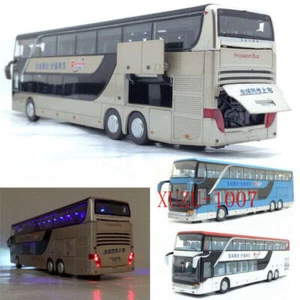 1:32 Alloy Bus Pull Back Model with Music Light Diecast Toy Vehicle New - Picture 1 of 15
