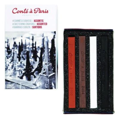 CONTE Carres Sketching Crayon Art Blocks Black White, Bistre, Sanguine & Colours