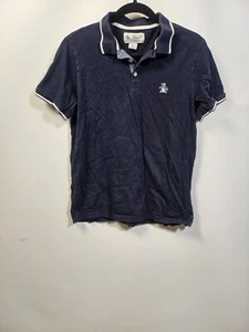 Original Penguin Short Sleeve Shirt Collared Polo Style Dark Blue, Men's Medium - Picture 1 of 11