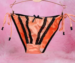 Sissy stretch SATIN SHINY soft LACY sexy Tie side OS SM Bikini panties 5 colors - Picture 1 of 11