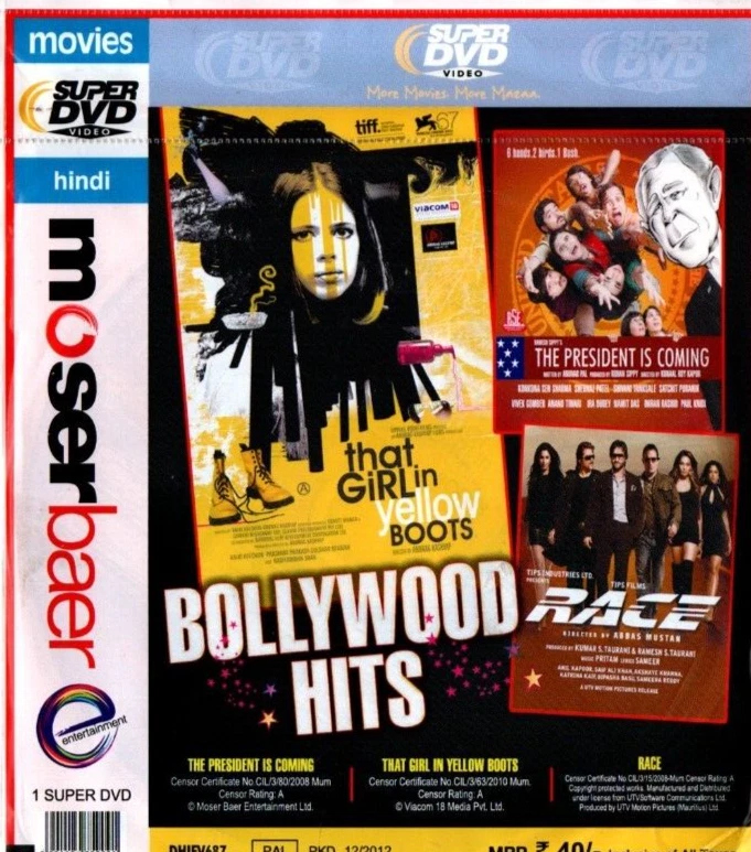 RACE - THAT GIRL IN YELLOW BOOTS - THE PESIDENT IS COMING - BOLLYWOOD 3 IN 1 DVD - Imagen 1 de 1