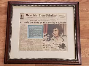 Elvis August 17, 1977 Press Scimitar Death Newspaper SPECIAL EDITION Framed - Picture 1 of 5