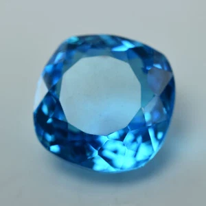 23.30 Ct Lab-Created Cushion Ocean Blue Aquamarine Certified Loose Gemstone A++ - Picture 1 of 4