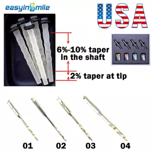 Dental Endodontic Fiber Post Root Canal Pin Screw Quartz Glass Posts + 4 Drills - Picture 1 of 11