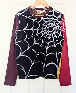 Rare 1980s Desigual Top Size M 'Humanos' Label Spider Web Peret T-Shirt Vintage - Picture 1 of 9