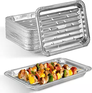 Aluminum Foil Broiler Pans 10-Pack - 13x9 Inch Durable BBQ Drip Trays - Picture 1 of 7