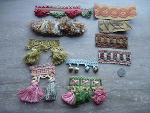 Lot Vintage Silk Fringe Trim Tassels Cord Samples Quilts Crafts Journal Snippets - Picture 1 of 9