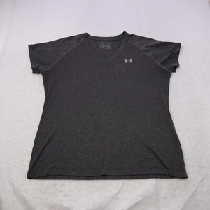 Under Armour T-Shirt Womens Size Large Gray V-Neck Pullover Logo - Picture 1 of 9