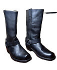 30-Hawkins Black Leather Above Ankle Motorcycle Boots Men's size US 8