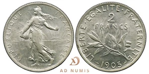 France 2 Francs Semeuse 1905 SPL argent Pièce de monnaie Roty - Imagen 1 de 1