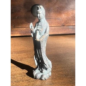 Antike Kwan Yin Miniatur Statue, Bronze, Talisman Göttin Vintage - Bild 1 von 12