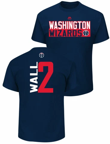 John Wall Washington Wizards Mens Blue Vertical Short Sleeve T Shirt Cover