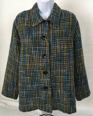 Chaqueta para mujer Apparenza talla L negra verde azul mangas largas con botones Foto 1 de 4