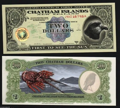 Chatham Islands 2 DOLLARS New 1999 First Banknote Commemorative UNC POLYMER NOTE - Image 1 of 4