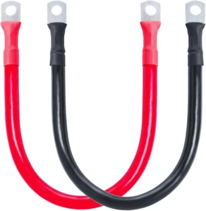 2AWG Battery Cable with 5/16'' Lug Terminals 12Inch Cables Set Tinned Copper Ba - Picture 1 of 12