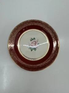 Ein Vintage Homer Laughlin Lady Stratford 22K Goldrand 6" Teller rote Rose - Bild 1 von 7