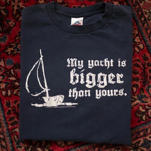 Yachting Vintage Sailboat Shirt 90s Large Y2K Sea Sailing Yacht Tee Yale Black - Picture 1 of 9