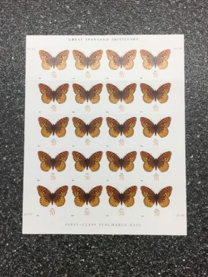 4859 70cent Great Spangled Fritillary Butterfly Sheet Of 20 Brand New - Image 1 of 2