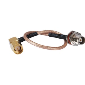 TNC female nut bulkhead to SMA male right angle RG316 pigtail cable 15cm WiFi - Picture 1 of 4