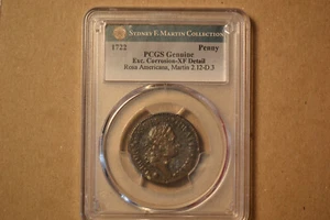 1722 Rosa Americana Penny. Martin 2.12-D.3. PCGS XF Details. UTILE DULCI - Bild 1 von 5