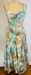 DIANE VON FURSTENBERG DVF SONIA FLORAL PRINT SILK METALLIC DRESS*8 - Picture 1 of 9