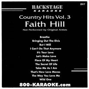 BACKSTAGE KARAOKE CD+G BS2917 CDG FAITH HILL BEST 12 SONG BREATHE WILD ONE MORE - Picture 1 of 2