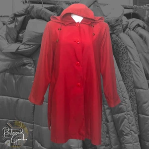 Vintage Norm Thompson Womens Red Button Down Trench Coat Long Jacket Size M - Picture 1 of 10