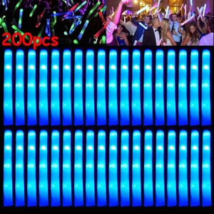 200PCS LED Light Up Glow Sticks Concert Rally Party Foam Sticks Rave Wands Blue - Picture 1 of 16