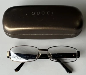 GUCCI GG1867 NHW Eyeglasses Frame Italy 55-16-135 Brown Tortoise With Gold Case - Picture 1 of 11