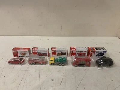 5 TOMICA TOMY POCKET CARS #56 HINO BULLDOZER CARRIER TRUCK, 1989 BOXED & MORE - Image 1 of 4