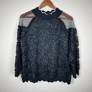 Top Whimsigoth AZI para mujer mediano negro malla transparente manga 3/4 portátil arte para usar - Imagen 1 de 14