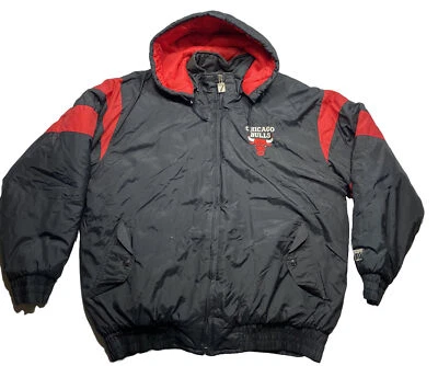 Vintage Chicago Bulls Logo 7 Zip-up Puffer Coat Official NBA Jacket 90s - Image 1 of 4