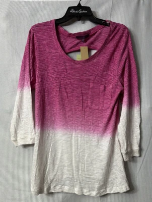 NUEVO CON ETIQUETAS Z by Zobha Mujer Rosa Blanco Manga 3/4 Top Blusa Camisa Talla XL Foto 1 de 4