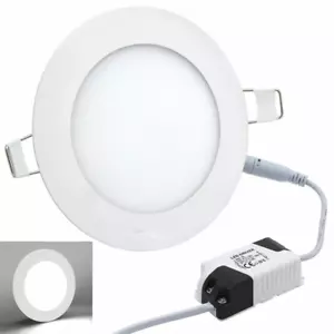 3W LED ROUND Recessed Ceiling Flat Panel Down Light Ultra Slim Cool White UK - Picture 1 of 9