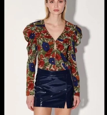 Blusa para mujer Walter Baker Vanessa mangas abullonadas Royal Garden talla mediana Foto 1 de 4