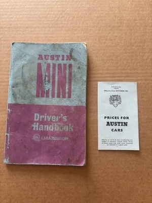 Mini Austin clásico manual del conductor 07/63 AKD3887 y lista de precios 10/1963 Foto 1 de 4