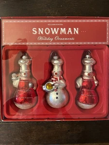 3er Set Glas Schneemänner Koch Ornamente. - Bild 1 von 4