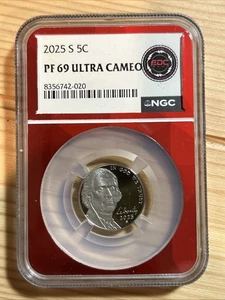 2025 S Jefferson Cent 5C NGC PF69 ULTRA CAMEO RED CORE - Picture 1 of 2