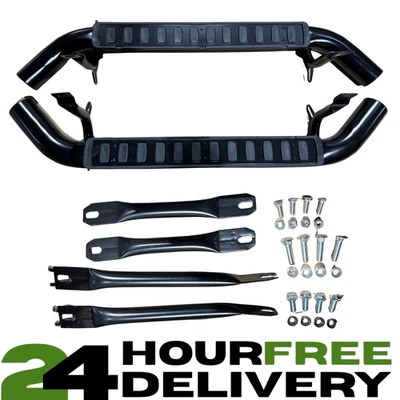 BLACK SIDE STEPS RUNNING BOARDS 1989-03 FOR LAND ROVER DEFENDER 90 - Image 1 of 4