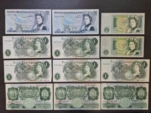 Lot of 12 UK Britain England Old Banknotes F-XF - Picture 1 of 3