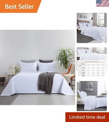 3-Piece Classic White Quilt Set - Alaskan King Size 120x132 for Luxurious Sleep - Image 1 of 4