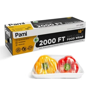 PAMI Plastic Food Wrap 18 Inch Wide X 2000ft, Clear Bpa Free Cling Wrap with ... - Picture 1 of 5