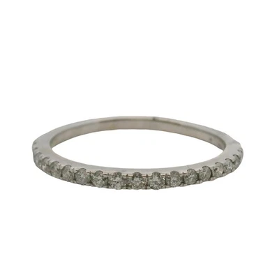 White Gold Round Diamond Line Half-Eternity Band Wedding 14k 585 Ring Size 8 - Image 1 of 4