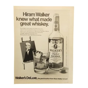 1970 Walkers DeLuxe Bourbon Vintage Print Ad Hiram Knew What Made Great Whiskey - Picture 1 of 2
