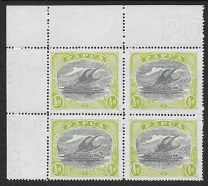 Papua 1916-31 1/2d Mirto e Verde Mela SG 93 Blocco di 4, Uno con Spaccatura nelle Nuvole - Foto 1 di 2