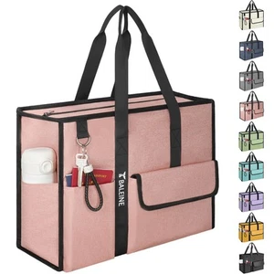 Large Utility Tote Bag with Reinforced Bottom, Multi-Pockets and Top Zipper C... - Picture 1 of 9