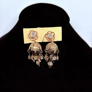 "Pendientes de araña vintage de 1,4"" Vendome de cristal con tornillo trasero nuevos de colección de los años 50" - Imagen 1 de 4